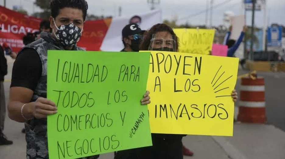 Emprendedores y trabajadores de la industria del fitness se manifestaron en el Zócalo México Canagym